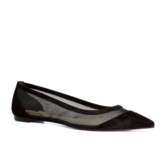 Christian Louboutin Galativi suede and mesh point toe flats shoes - Picture 11 of 16